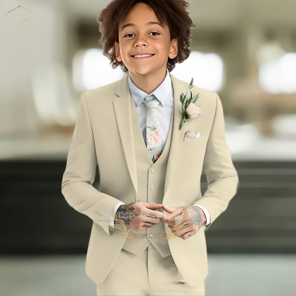 Boys' Violet Wedding Suit 3-Piece Set, Stylish and Elegant Slim Fit, Customizable Size Children's Suit (Jacket + Vest + Pants) image 2