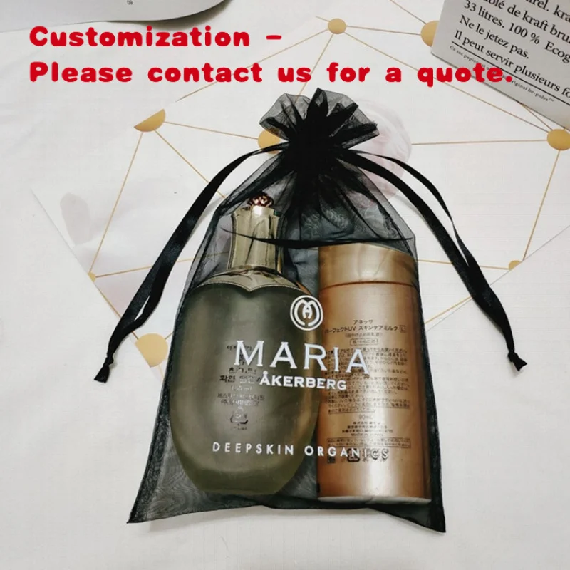 custom.Large Organza Bag with Ribbon Large Sheer Organza Bag Luxury Organza Bag China Screen Printing Supplier Customize Bl