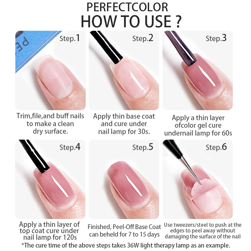 PERFEKTE FARBE 12 ml abziehbarer Gel-Basislack, schnell trocknender, abziehbarer Basislack für Gel-Nagellack, einfache Entfernung für schwache und dünne Nägel