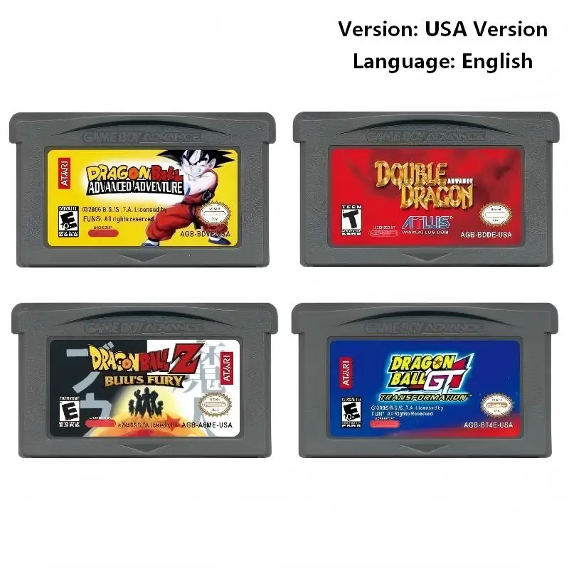Dragon GBA Games USA Version Double Dragon Advance Dragon Ball Advanced Adventure GT Transformation Z Buu's Fury Game Cartridge