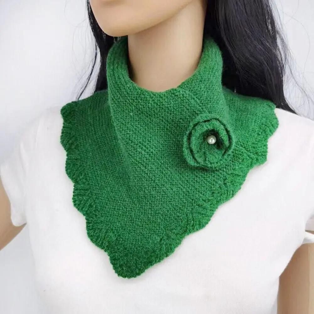 Fashion Autumn Winter Knitted Flower Fake Collar Scarf Women Warm Turtleneck Neck Warmer Detachable Warm Windproof Scarf