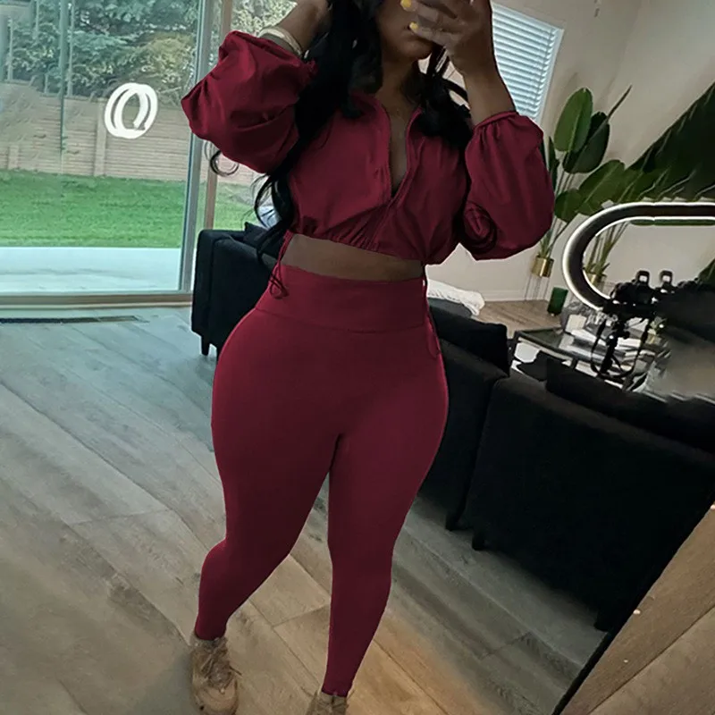 

Осенний повседневный комплект из 2 предметов, женская одежда, классические однотонные пальто на молнии с длинными рукавами и шнурком + узкие брюки, женские базовые спортивные наряды