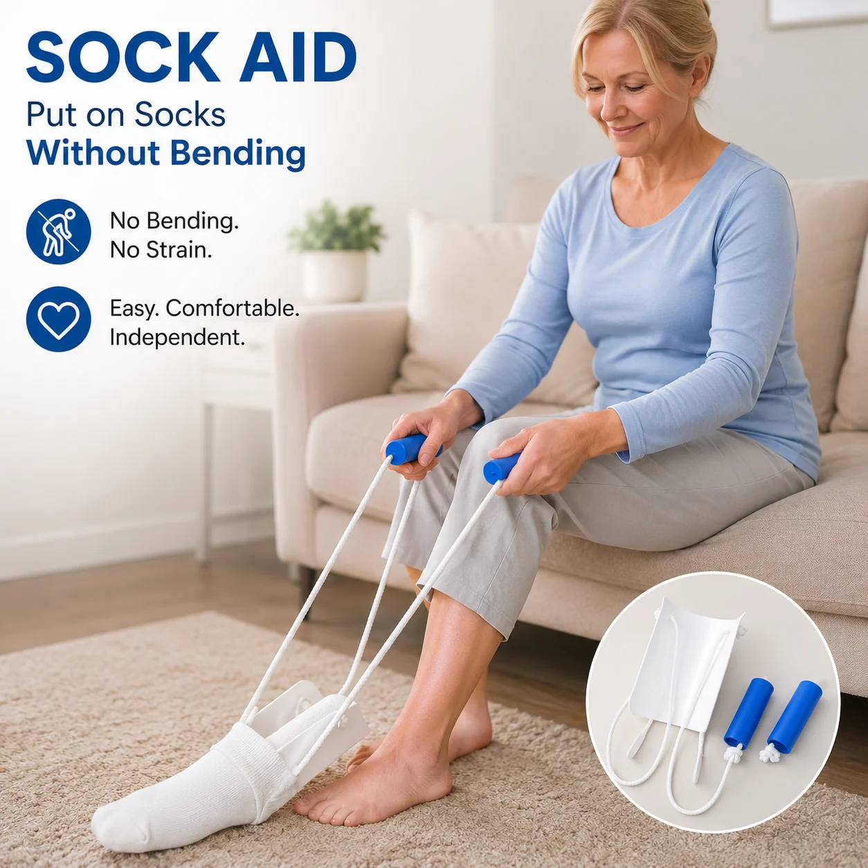 Easy Slide On/Off Half Help Device Donning Tool for Assistive Devices Pulling Device Half Aid Slider Meia Ajuda Sem Dobrar