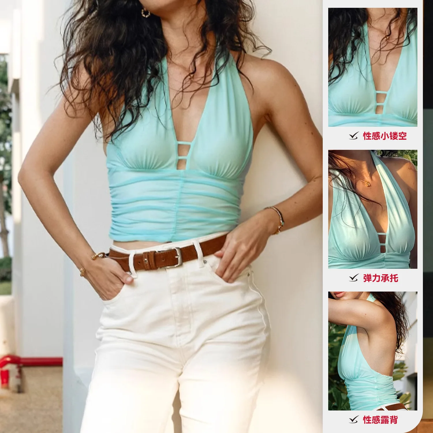 

Neck Sling Vest, Women's Cloud Feeling Comfortable To Wear, Sexy Back Waist Yoga Clothes Vest Workout Clothes for Women