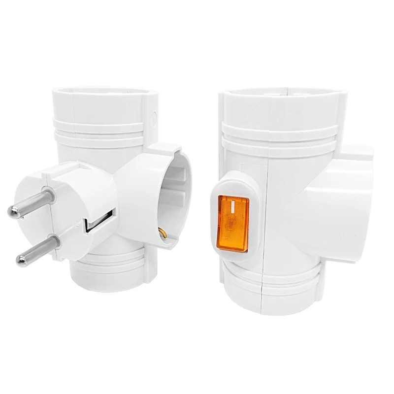 Wall Charger Adapter Power Socket Korea 4.8MM EU Plug to 3AC EU Socket 16A 250V Multif European Type Conversion Plug with Switch