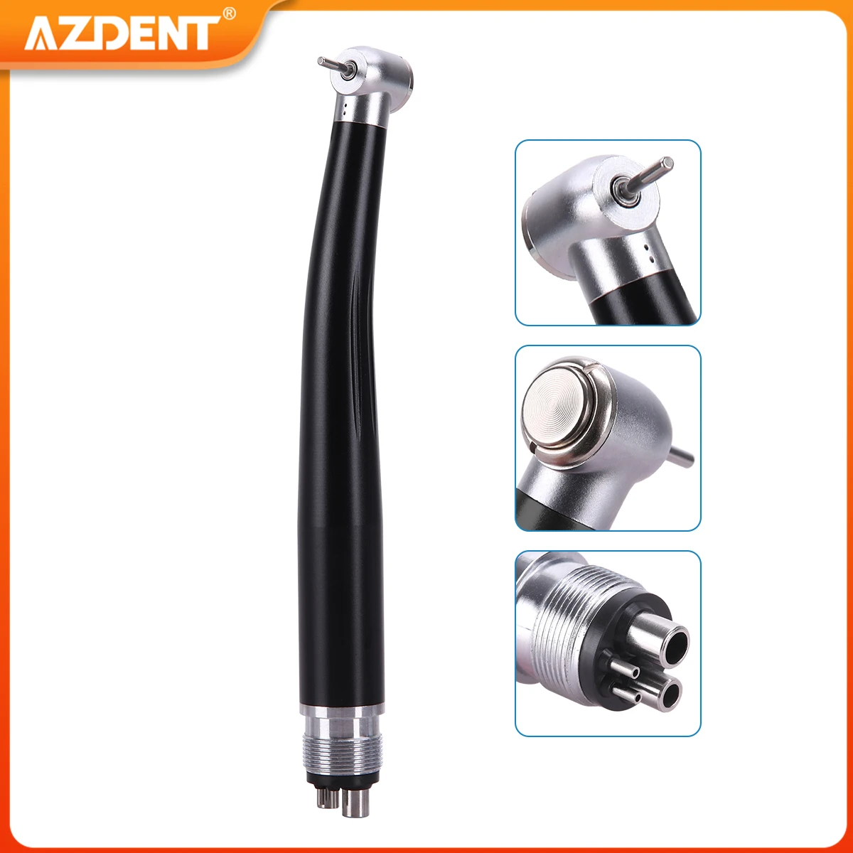 AZDENT, pieza de mano Dental de alta velocidad con 2/4 agujeros, turbina de aire, cabezal estándar, botón pulsador, cartucho de Rotor, suministros