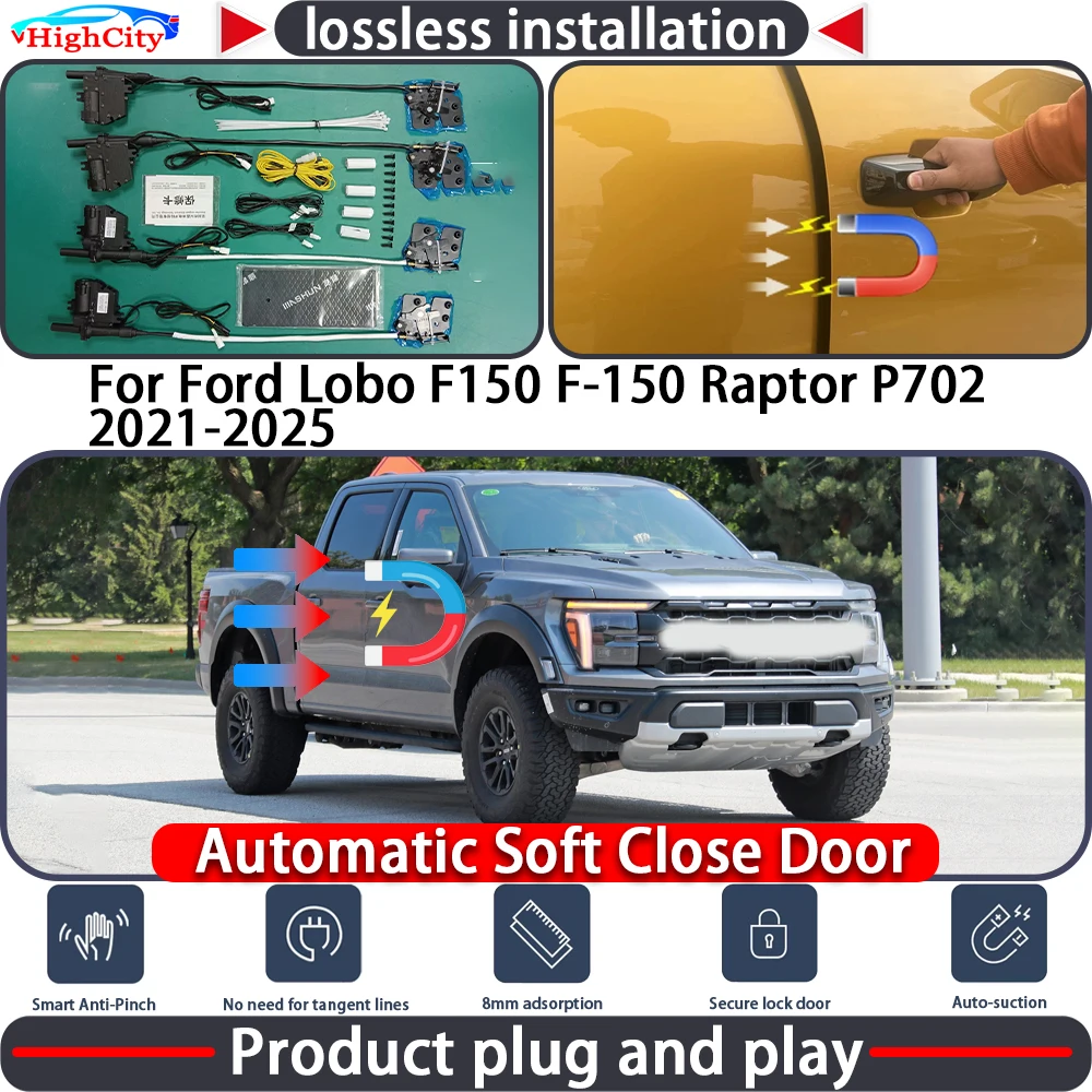 

Electric Closing Door Lock Actuator for Ford Lobo F150 F-150 Raptor P702 2021-2025 Soft Close Power Latch System Auto Pull
