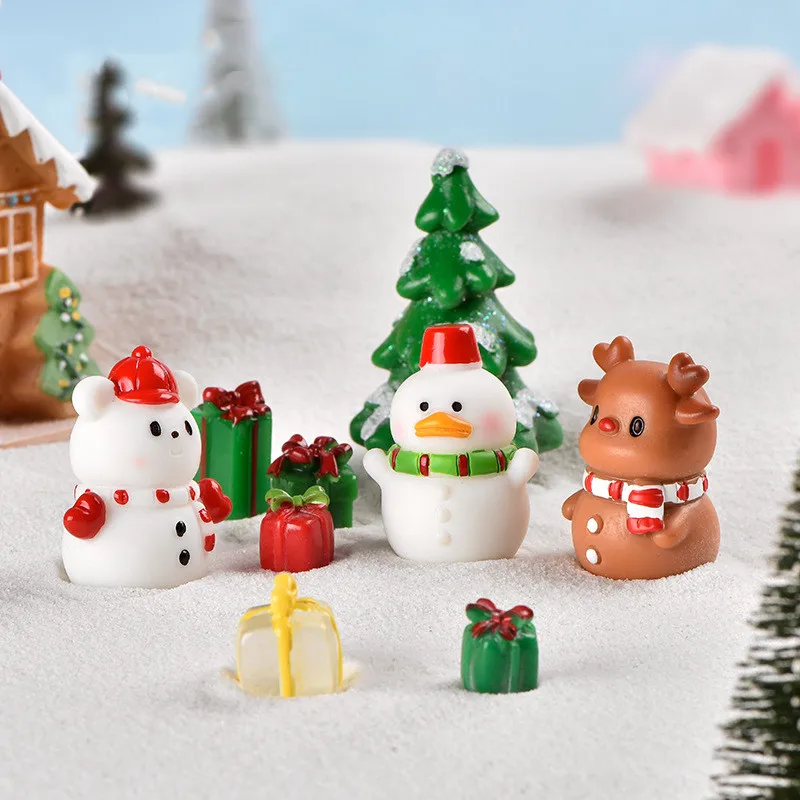 Christmas Decoration Santa Claus Snowman Figurine Fairy Christmas Miniatures Figurines Christmas Gifts DIY Home Decoration