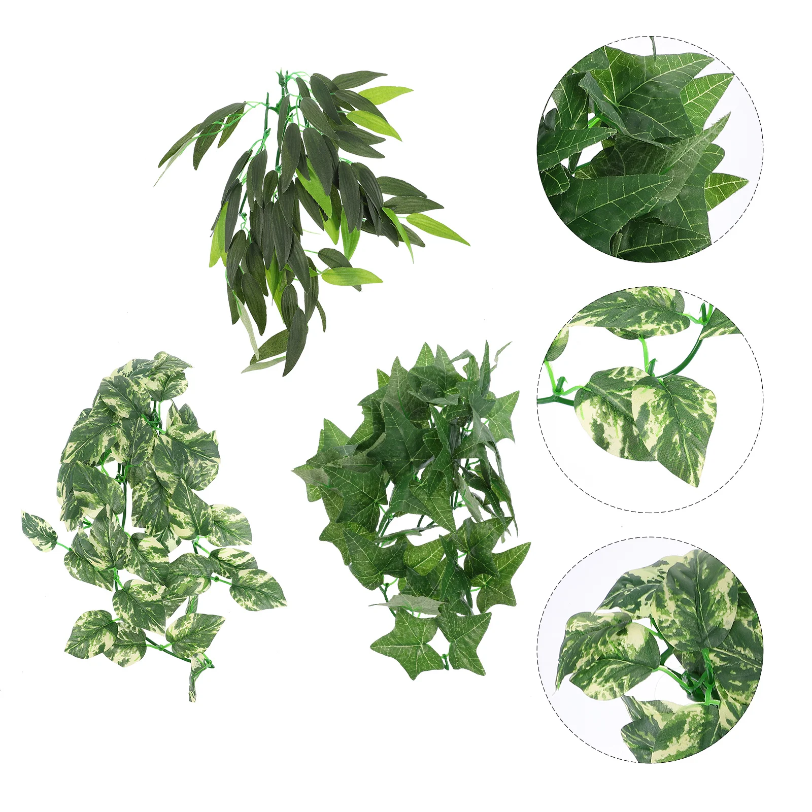 

3Pcs Reptile Vine Plants Clear Texture Bright Color Suction Cup Easy Install Pet Lizards Geckos Snake Habitat Tank Decoration