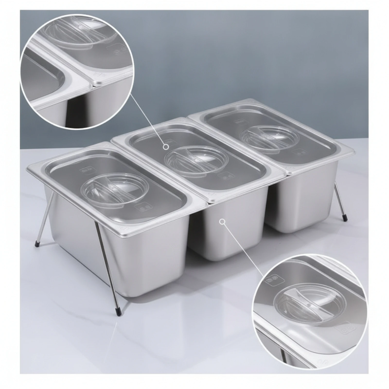 Stainless Steel Food Pan with Lid Polished Tray with Lid Food Pan with Rack Long-Lasting Dish Multi-Purpose for Restaurants