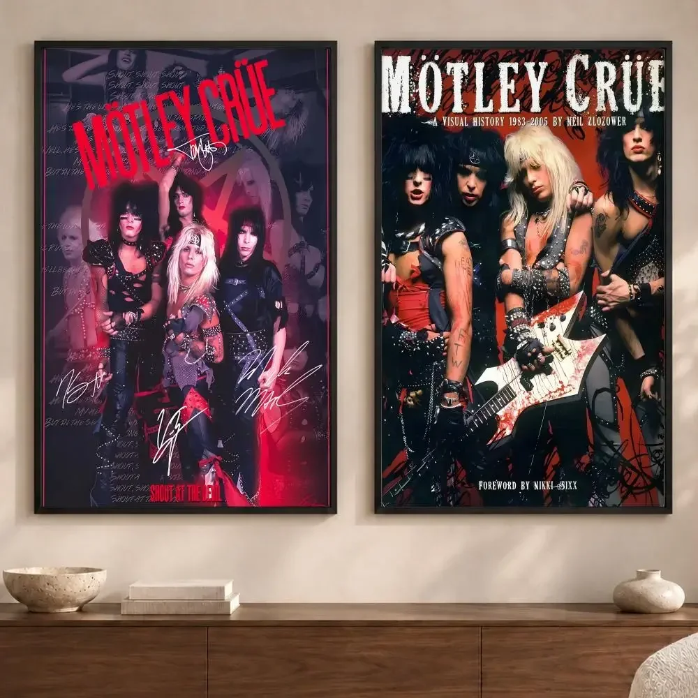 Band M-Motley CrueS Poster Art  Self-Adhesive No Glue Residue Wall Sticker for Home Office Nursery
