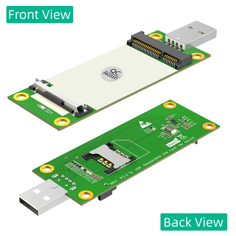 Mini PCIE to USB 2.0 Network Adapter Converter Riser Card with SIM Slot Support Mini PCI Express 3G/4G Module for Desktop Laptop