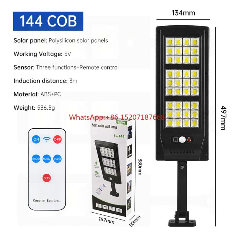 10000LM Solar Led Lamp Outdoor Most Powerful Outdor Solar Lamp 144 LED 3Mode Remote Control Waterproof Light Garden Street Light