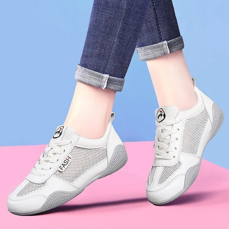 Zapatillas De deporte informales para Mujer, Zapatos deportivos con cordones De malla transpirable a la moda con estampado De verano, Zapatos vulcanizados para Mujer