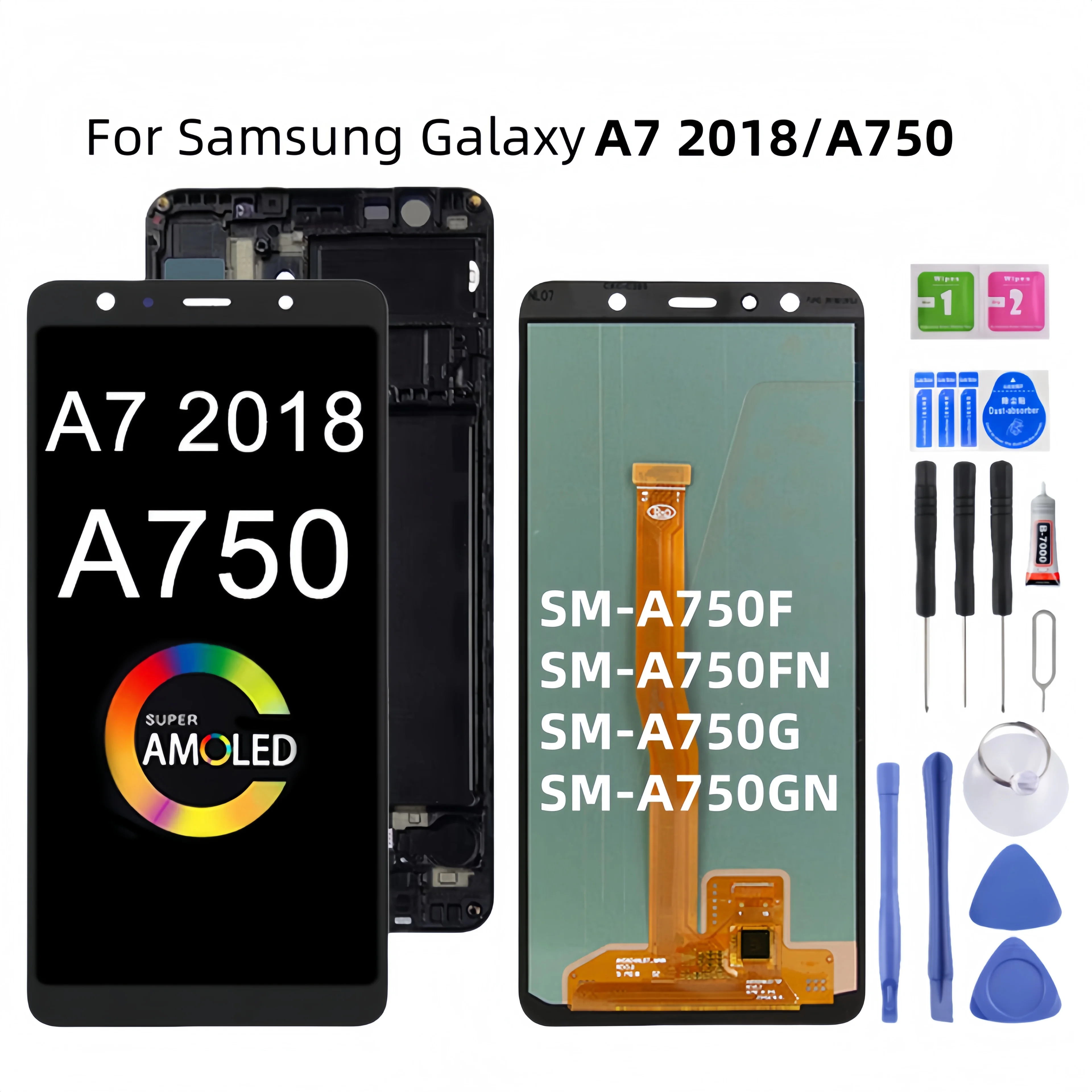 LCD Display Touch Screen Digitizer Assembly Replacement, Samsung Galaxy A7 2018, SM-A750F, A750FN, A750G, A750GN, A750C, A750X