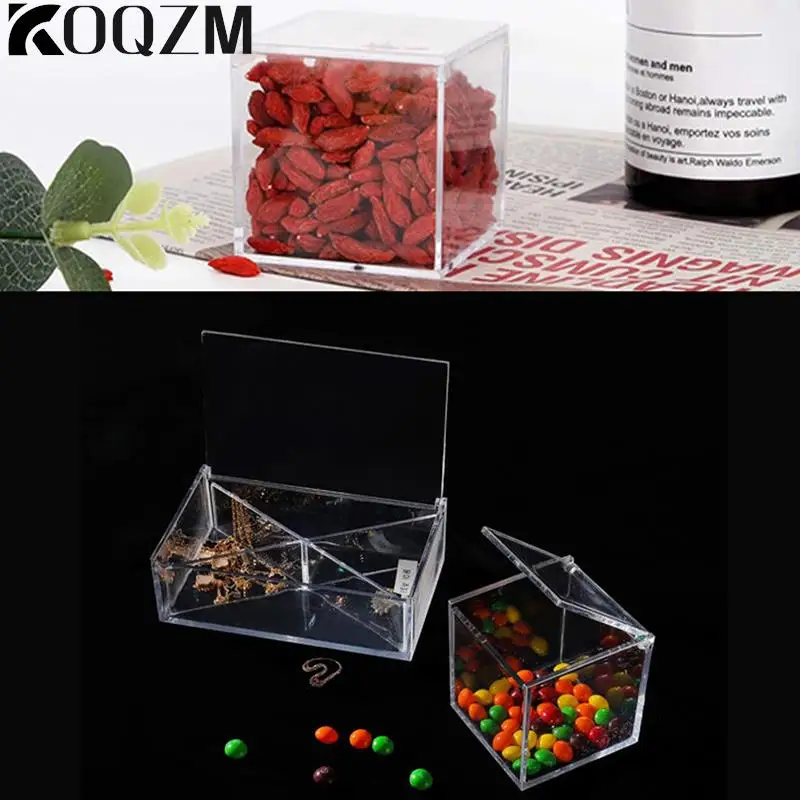 Clear Acrylic Gift Box Organic Acrylic Glass Plastic Storage Party Packaging Organizer Box Home Office Use Square Flip Top Box