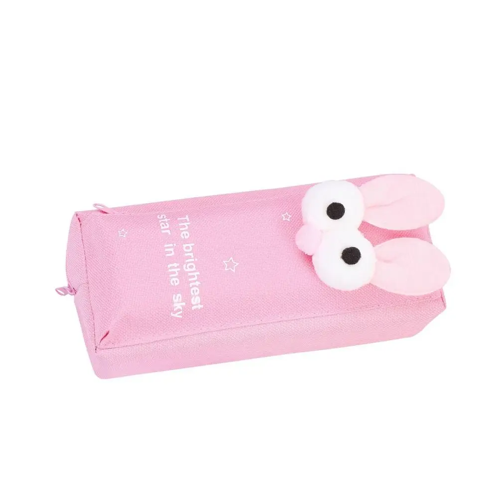 Large Capacity Cartoon Rabbit Pen Bag Cute Dirty-proof Stationery Storage Bag Oxford Cloth Fluffy Pen Organizer Pouch Student