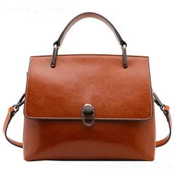 2024 New Fashion Shoulder Handbag Ladies Cowhide Leather Bag Ladies Classic Satchel Large Capacity Messenger Bag Versatile