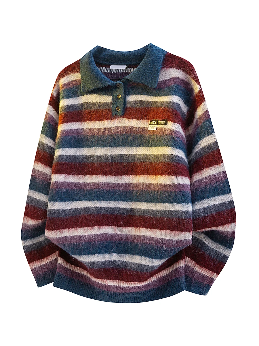 

Модный мужской вязаный свитер в стиле ретро с нашивками и полосками, классический американский дизайн, для пар