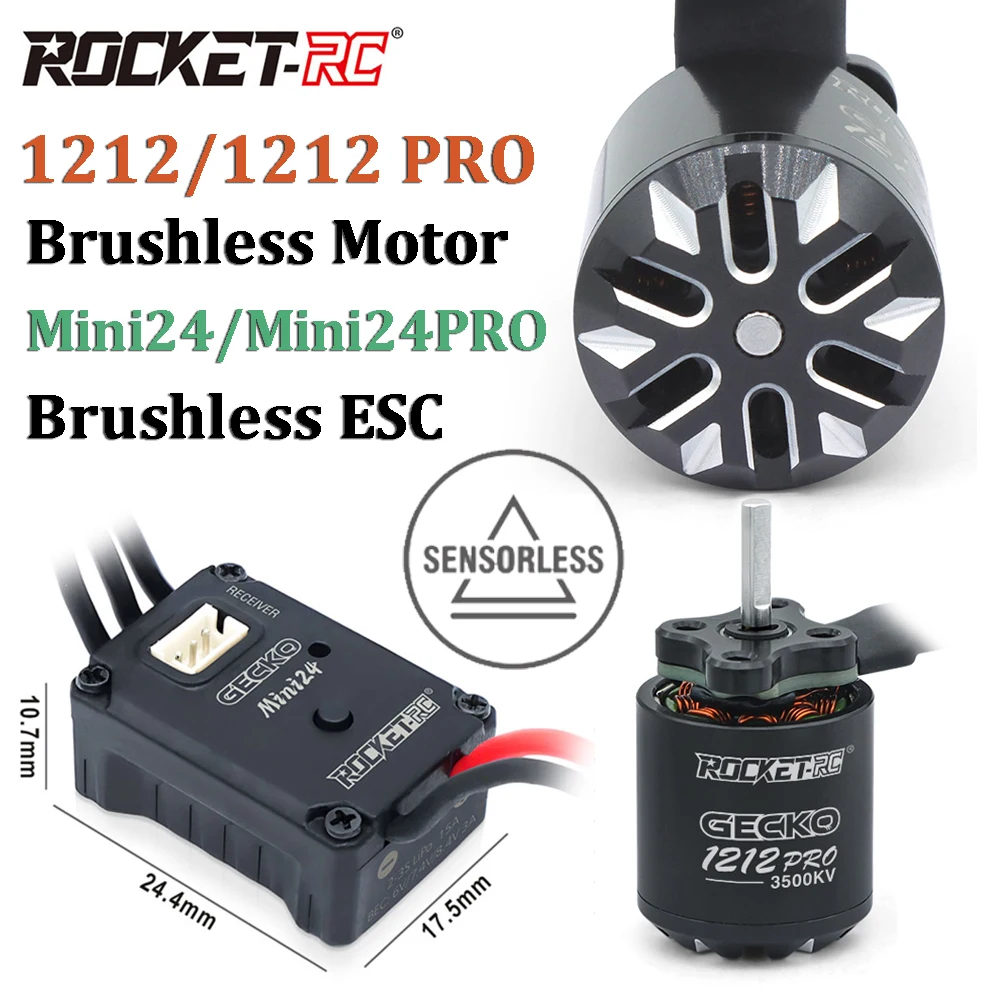 

ROCKET-RC 1212 3500KV Бесщеточный двигатель Mini24 ESC Водонепроницаемый BEC 8,4 В/3A для 1:16 1:18 1:24 SCX24 RC Гусеничный альпинистский дрифт-автомобили
