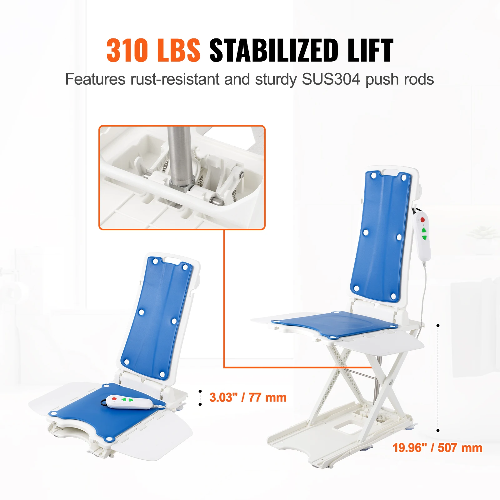 VEVOR Electric Chair Lift Devices to Lift Elderly off Floor Height Adjustable Support Up to 310 LBS for Seniors Patient Elderly