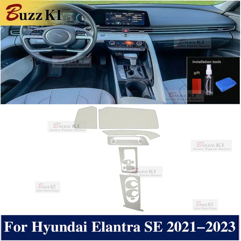 

For Hyundai Elantra SE 2021-2023 TPU Pre Cut Navigation Gear Console Car Interior Repair Protect Car Film Anti-scratch Sticker