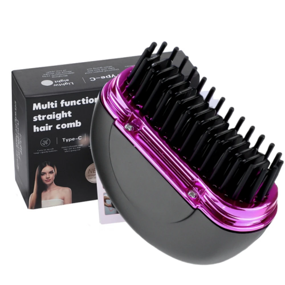 Cordless Hair Straightener Brush for Travel Mini Hot Comb Hair Styler Heating Comb 1500mAh Anti-Scald Wireless Curling Comb