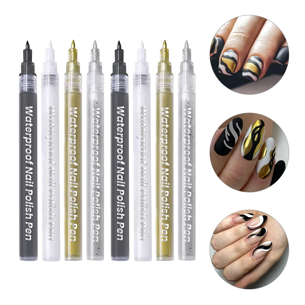 

8pcs Nail Art Pens Lightweight Comfortable DIY Kits Propylene Polish Tools Accessories Design Suites