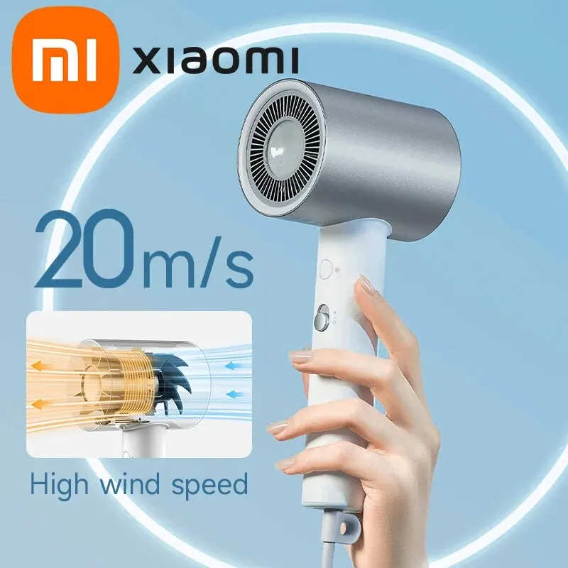 ไดร์เป่าผมไอออนน้ำ Xiaomi Mijia ของแท้ไดร์เป่าผม H500ลม20เมตร/วินาที1800วัตต์โหมดอากาศหมุนเวียนร้อนและเย็นดูแลอย่างรวดเร็วแห้งเร็ว