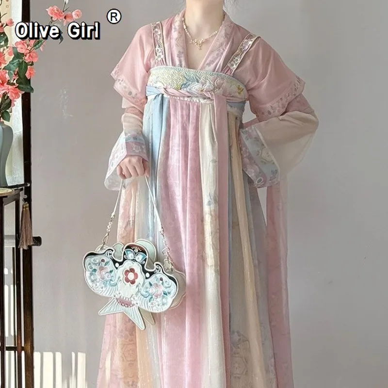 

Olivegirl Original Hanfu Dress Traditional Chinese Clothing Embroidered High-End Sweet Spring Summer Daily Ouwear
