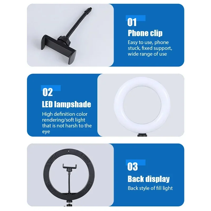 10inch Selfie Ring Light Photography Fill Light Led Ring Lamp with Pan tilt for Video Recording Live Broadcast Selfie Ringlights