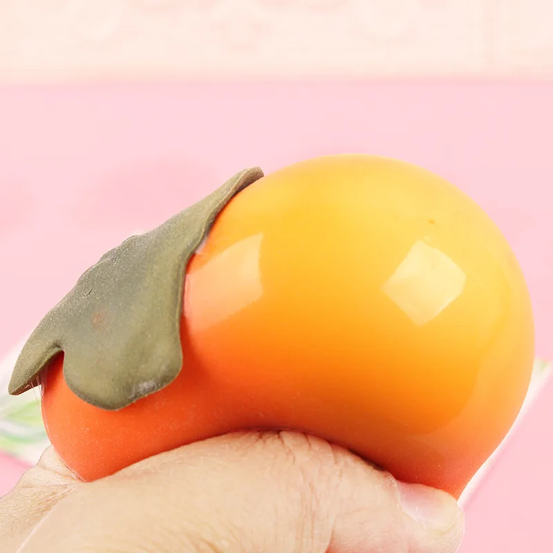 Creativo simulato frutta cachi spremere giocattoli palline di gomma giocattoli di decompressione giocattolo sensoriale antistress per bambini adulti