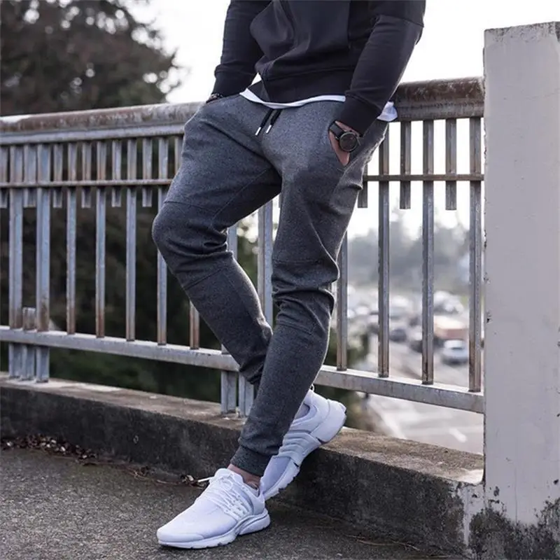 

Autumn Men's Faion Color Ankle Binding Pants High Waist Straight Leg Long Pants Youth Casual High Elastici Regular Thin