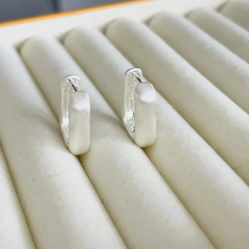 2024 new brushed stud earrings heavy industry French retro geometric matte temperament ins high-end niche earrings