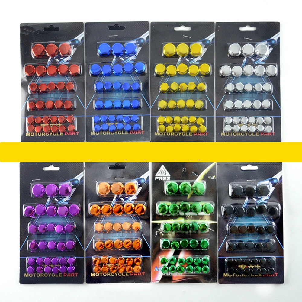 30pcs Motorcycle Modification Screw Cap Decoration for Motor Scooters Electric Car Colored Nut Cover Accessories 1.4/1.2/1/0.8CM