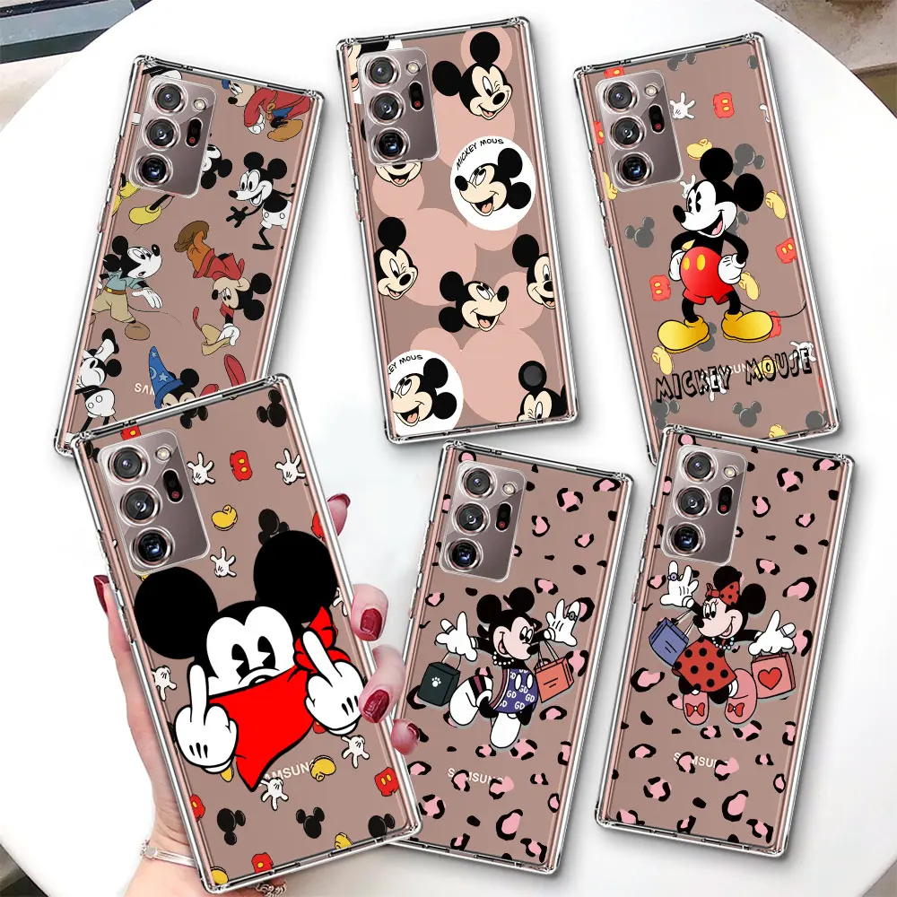 Mickey Minnie Mouse Phone Case for Samsung Galaxy Note 10 Plus 20 Ultra 5G 8 9 10 Lite TPU Transparent Soft Cover J4 M21 J6 M52