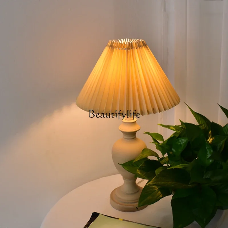 LJYAmerican minimalist modern desk bedroom bedside decoration pleated cover luminous object