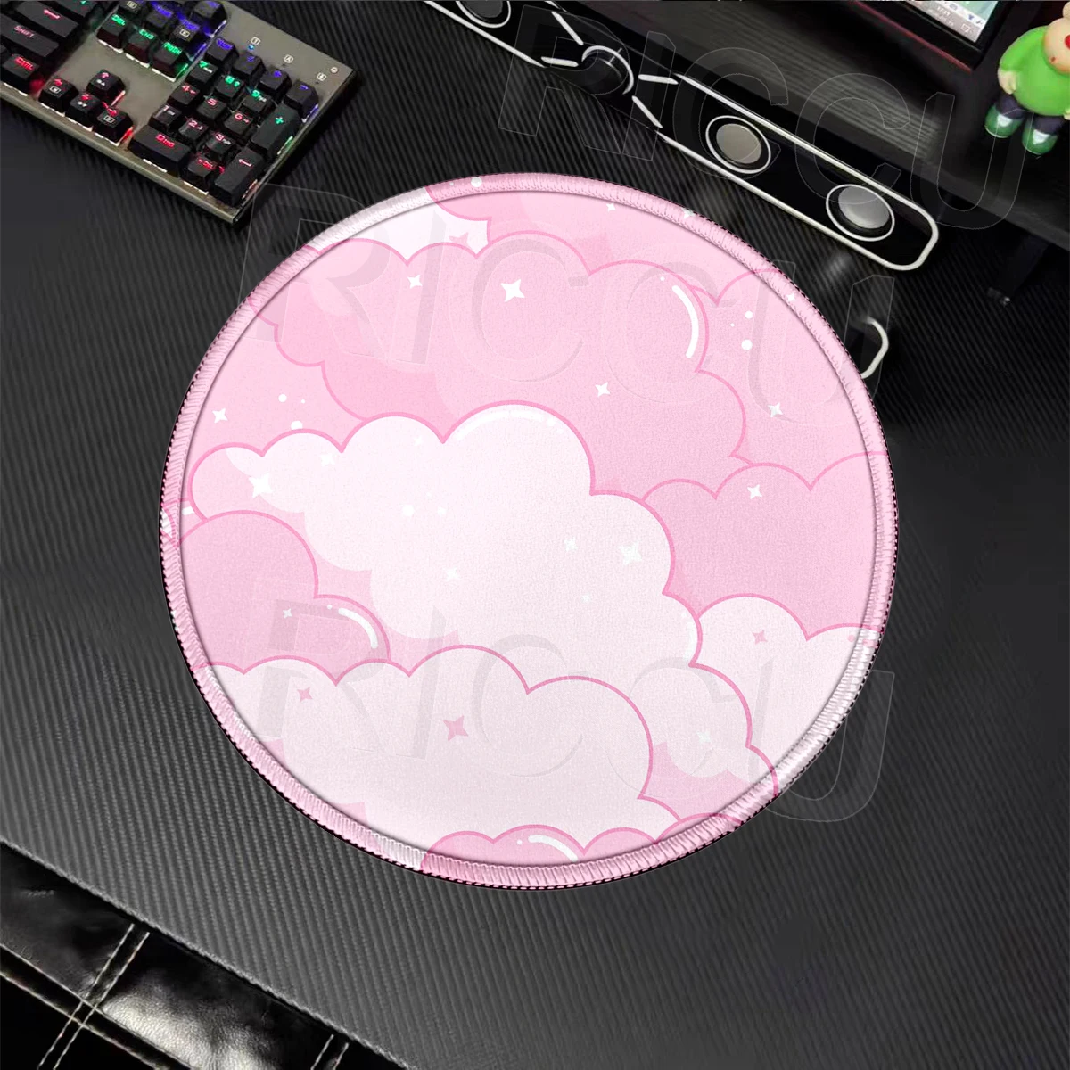 Mouse Pad Gaming Pastel Cloud Desk Mat Office Keyboard Round Pads Cute Cartoon Locking Eage Rubber PC Table Mat E-Sports Carpet