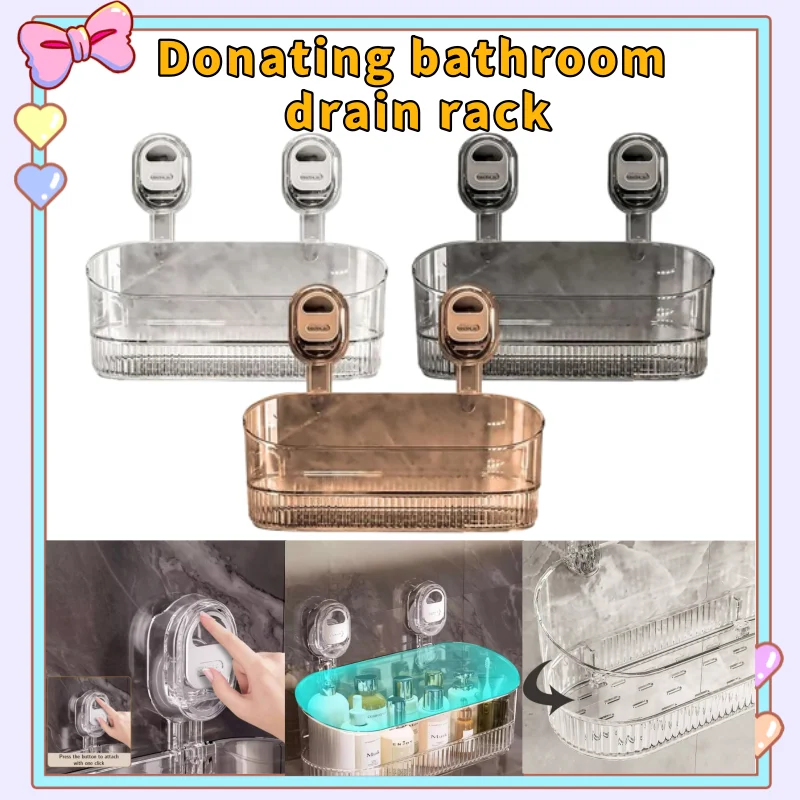 

Lightweight and Punch-free Bathroom Drain Rack, Toilet Wall-mounted Drain Basket for Toiletries Storage Large Box