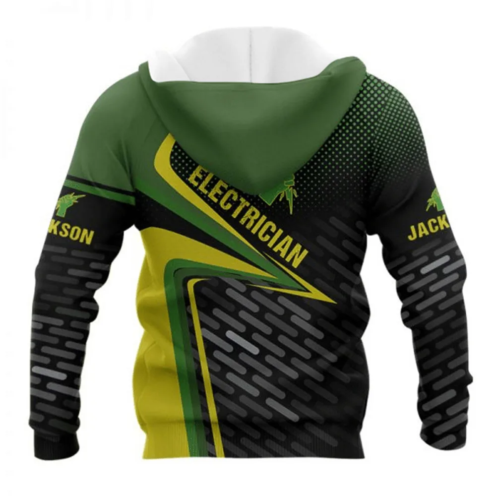 HX Fashion Men Sweatshirt Electrician Shirts DIY Name 3D All Over Printed Shirt Harajuku Casual Hoodies Zipper Jacket S-7XL