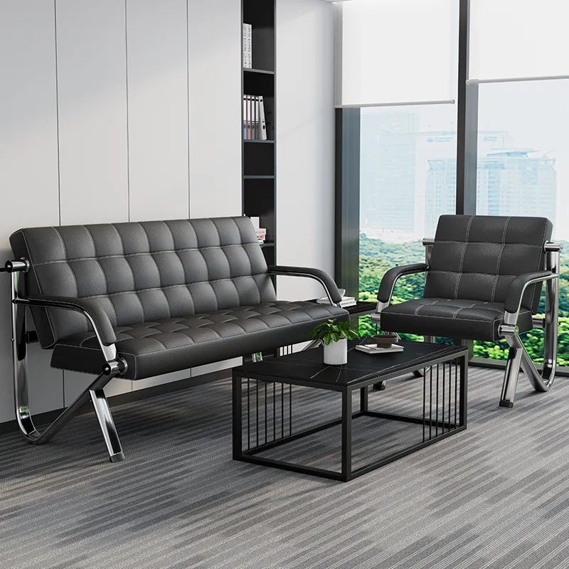 Business office sofa reception small rental room coffee table combination wrought iron business sofa simple modern sofa tea