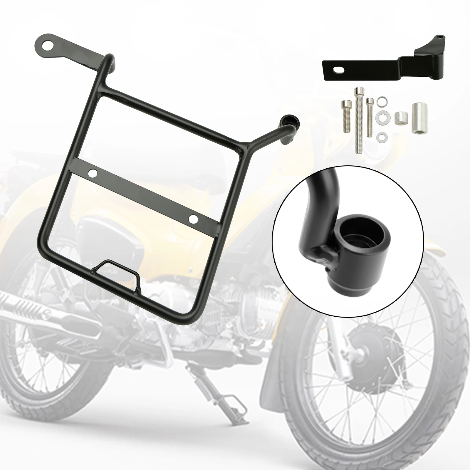 Areyourshop Side Saddle Bag Mounting Bracket Black Fit For Honda CROSS CUB SUPER CUB Right