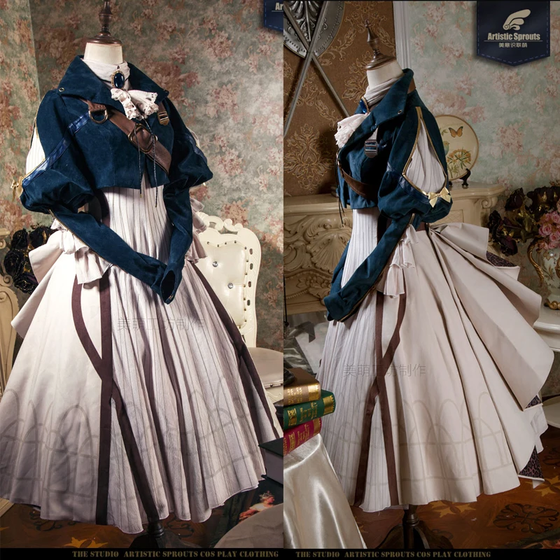 XS-XXL اليابانية أنيمي البنفسجي Evergarden تأثيري حلي عالية الجودة المرأة فستان فاخر البدلة أنيمي الزي معطف فستان جوهرة موحدة #5