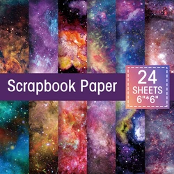 24Pcs/Pack Space Galaxy Themed Scrapbook Paper, Colorful Galaxy Star Background Party Scrapbook Paper, Decoration Colored Paper