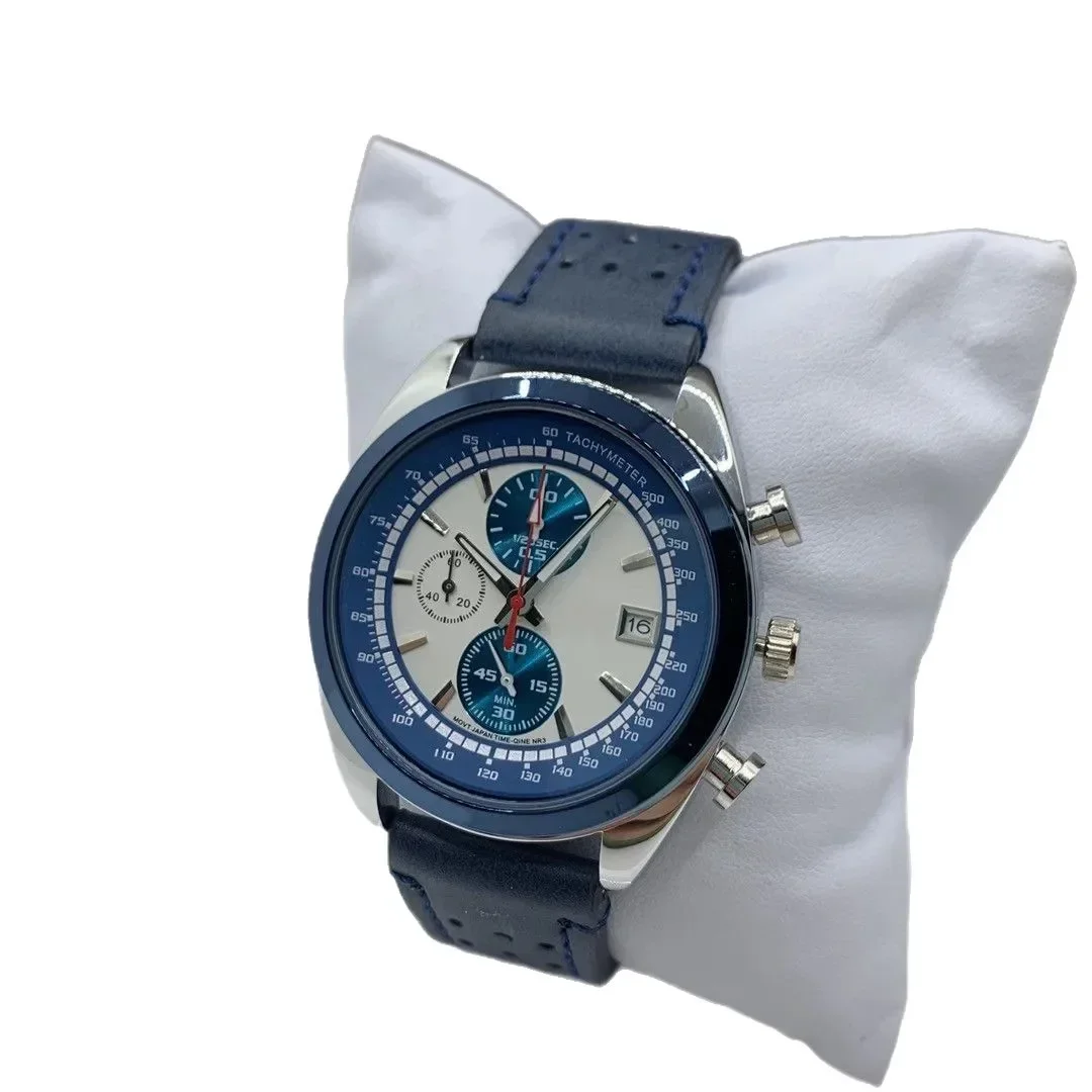 

Роскошные кварцевые часы 2025 года для мужчин, кварцевый механизм Seagull, классическая серия с циферблатом с двумя глазами 40,5 мм, кожаный ремешок из микрофибры