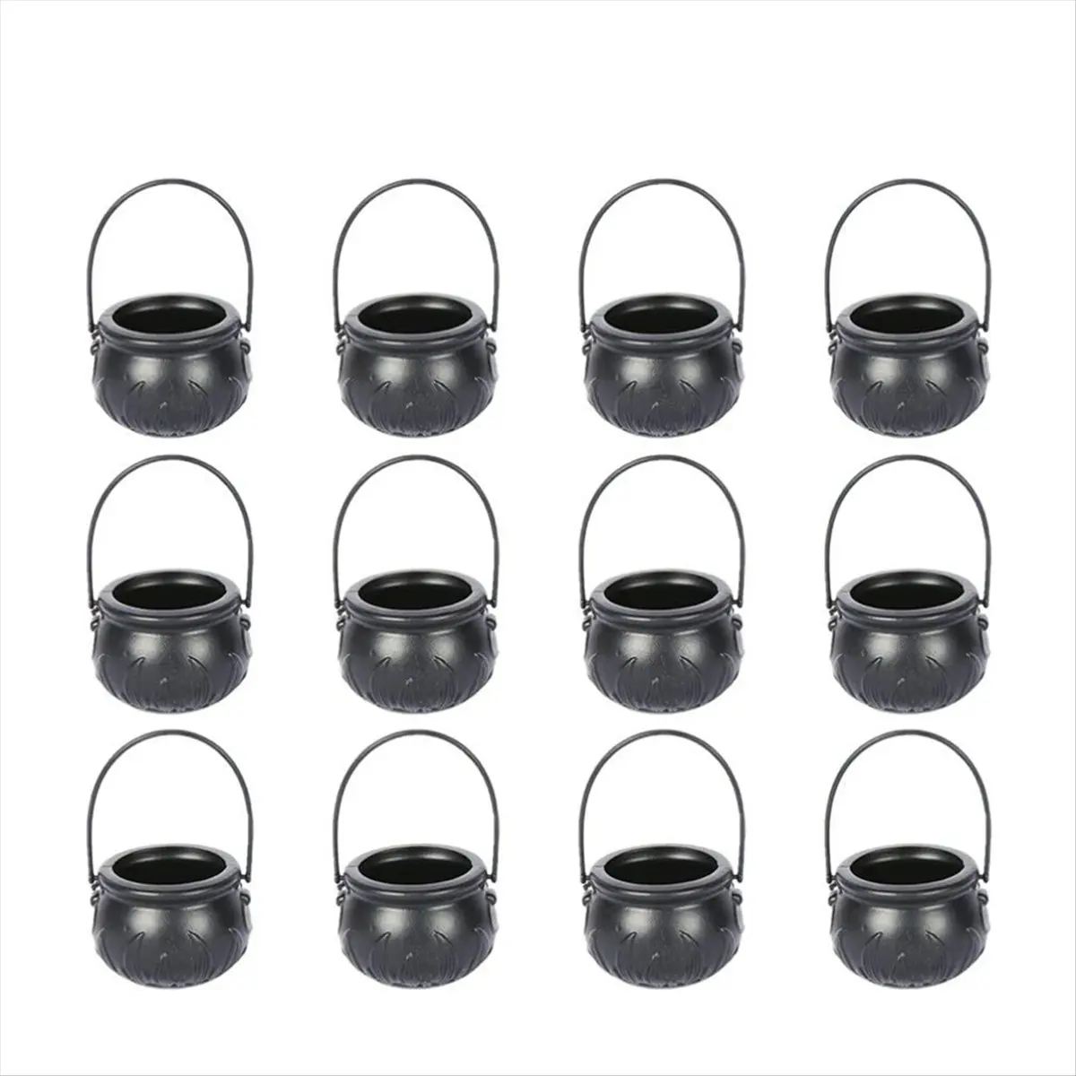 A20M 12PCS Halloween Witch Pot Plastic Mini Witch Cauldron Black Candy Holder Halloween Decoration Party Favor Decoration