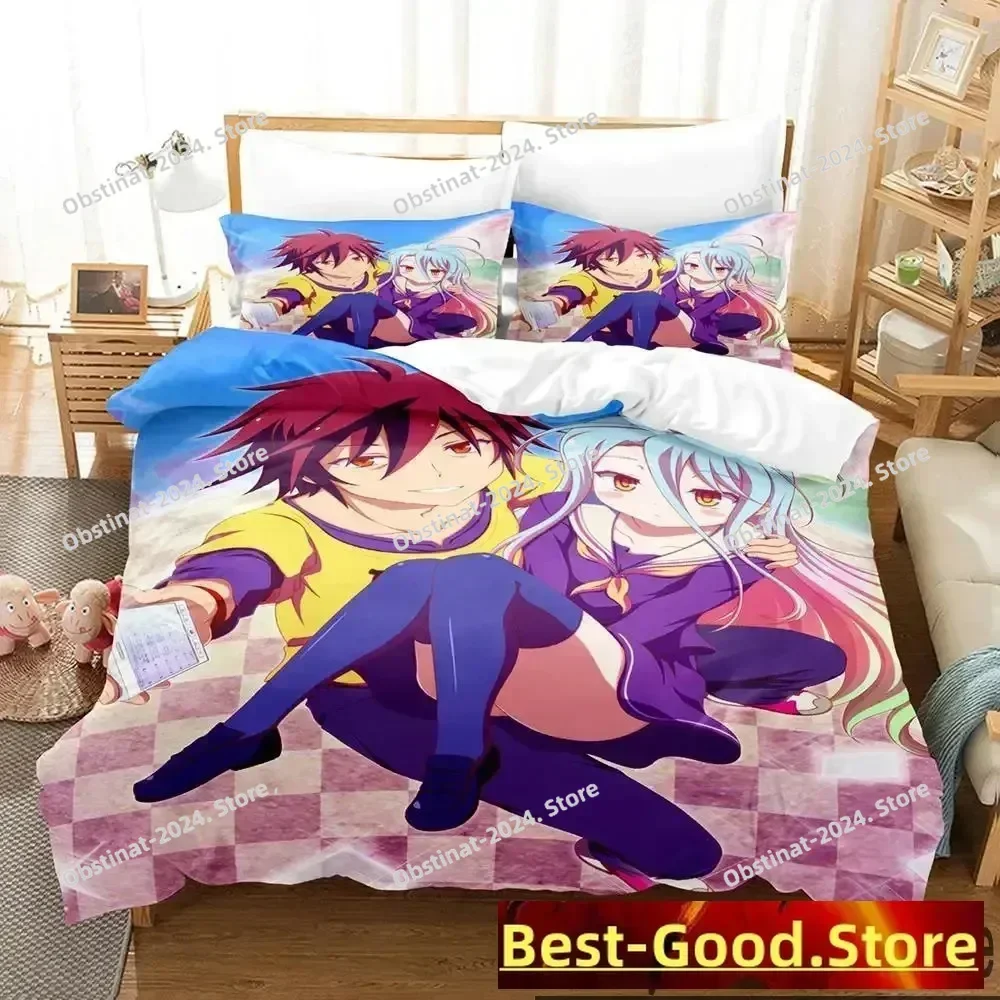 

3D No Game No Life Anime Bedding Set Printed Bed Set With Pillowcase Bed Duvet Cover Soft Single Double Queen Super King Size