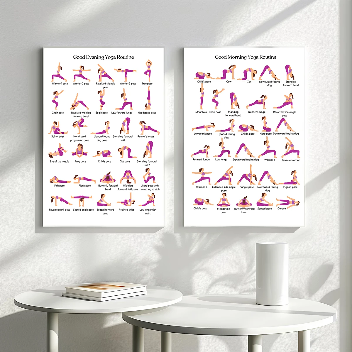 Morning & Evening Yoga Regular Canvas Printing 30-day Yoga Posture Wall Art Posters for Modern Living Room Dormitory Home Decor