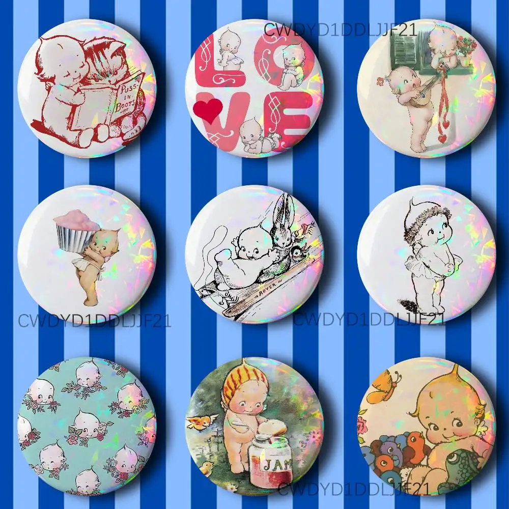 K-Kewpie Baby Cute Button Pins Tinplate Brooches Cartoon Creative Badge for Backpack Clothes Decor
