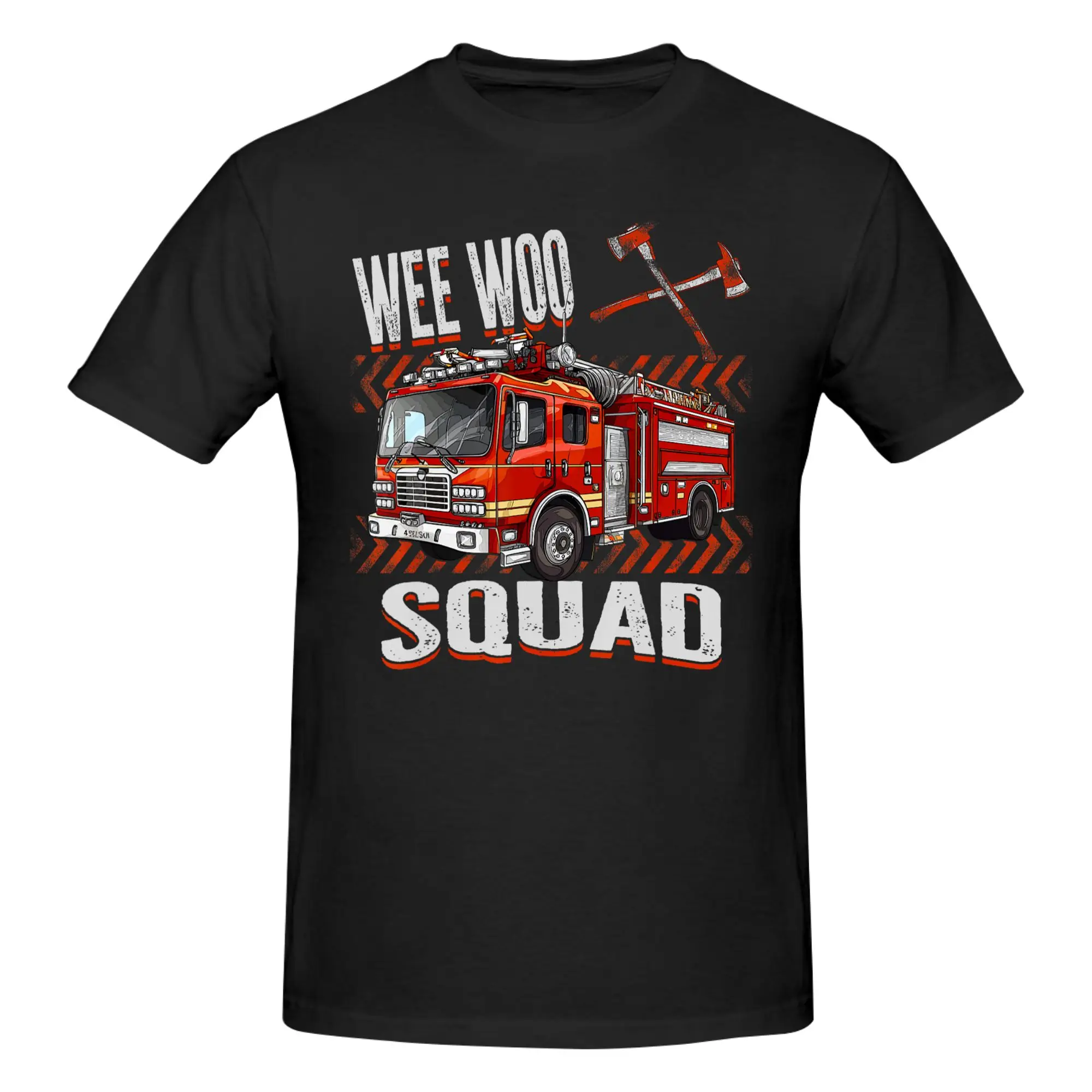 1 Piece Fire Truck Toddler Boys Firefighters Lovers Wee Woo Squad Graphic 100% Cotton T-Shirt WEE WOO SQUAD Tops Tees For Men